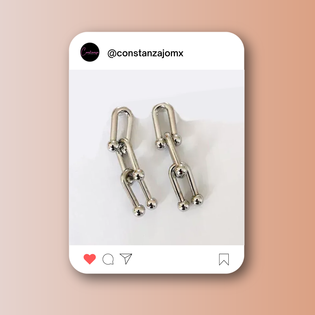 Aretes Manifiesto Largos Plateados