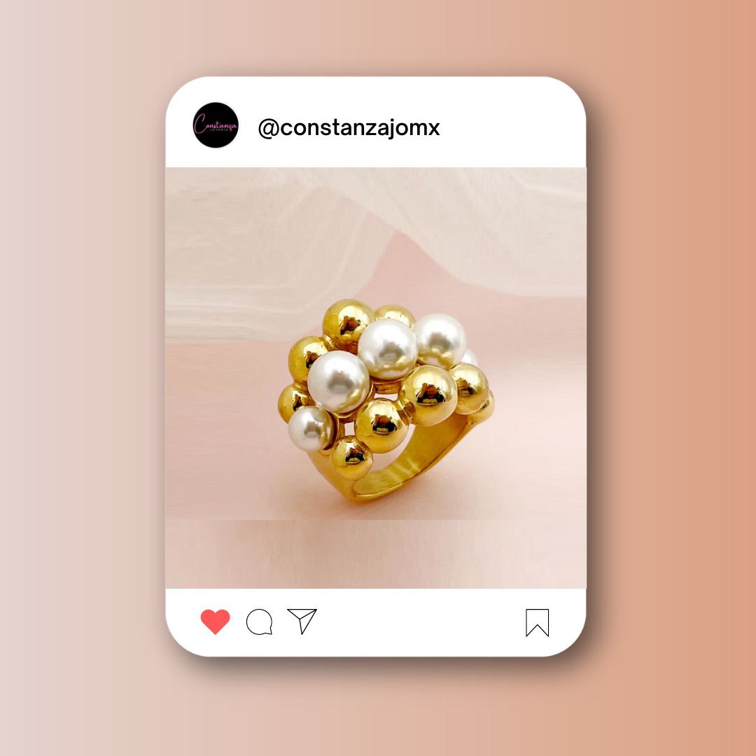 Anillo Chunky Perlas Talla 7