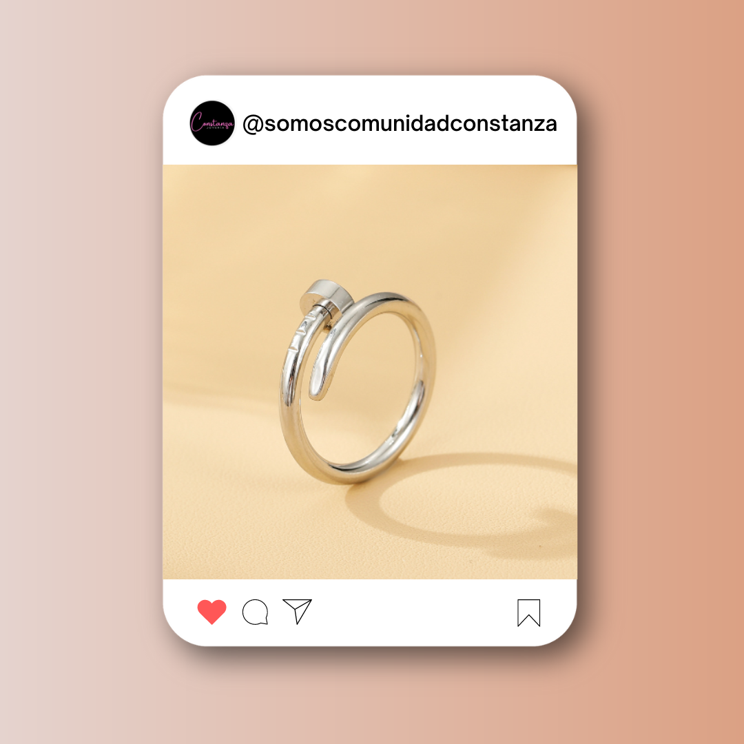 Anillo Clavo Plateado Talla 8