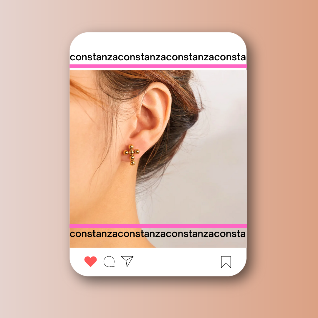 Aretes Crucecitas Doradas