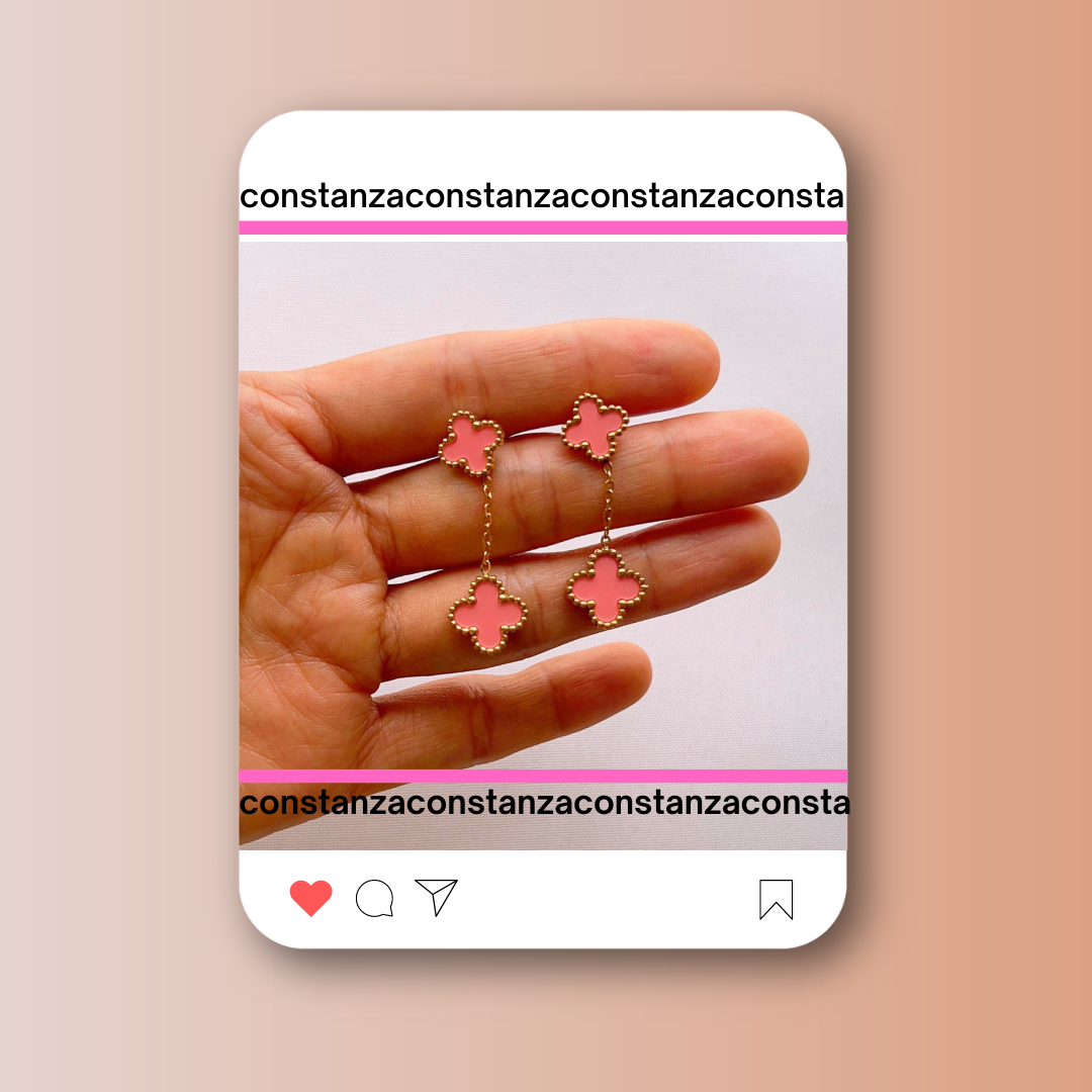 Aretes Colgantes Tréboles Rosas