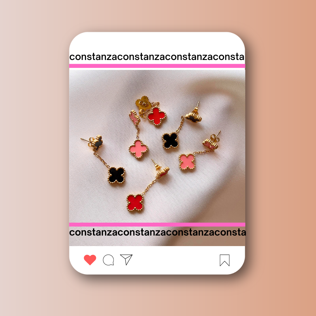 Aretes Colgantes Tréboles Rojos