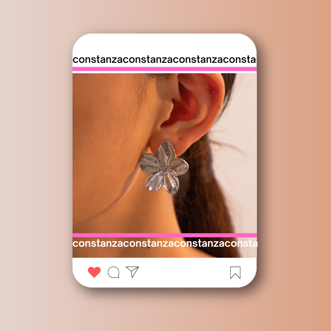 Aretes Flor Romantic Plata