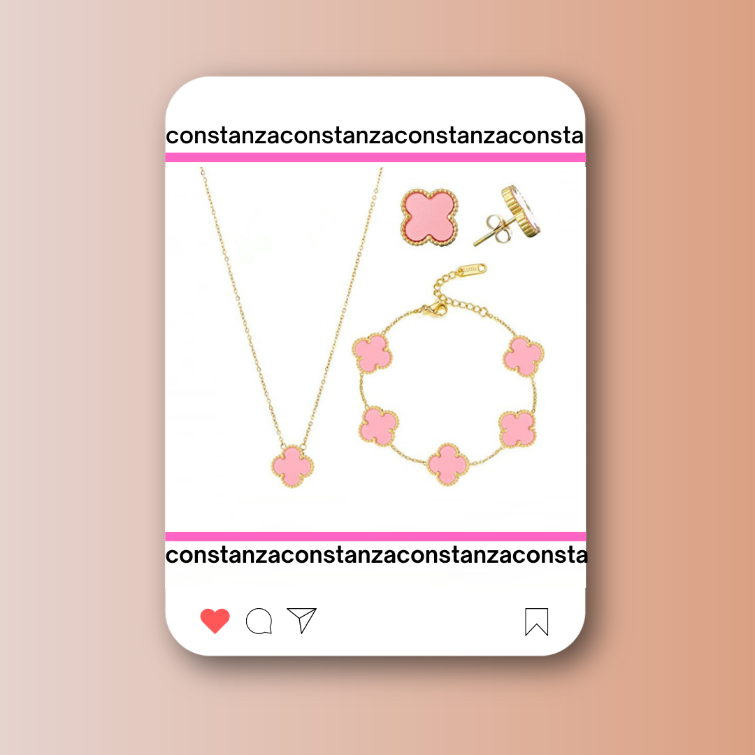 SET Tréboles: Collar, Pulsera y Aretes Van C.A. Rosa