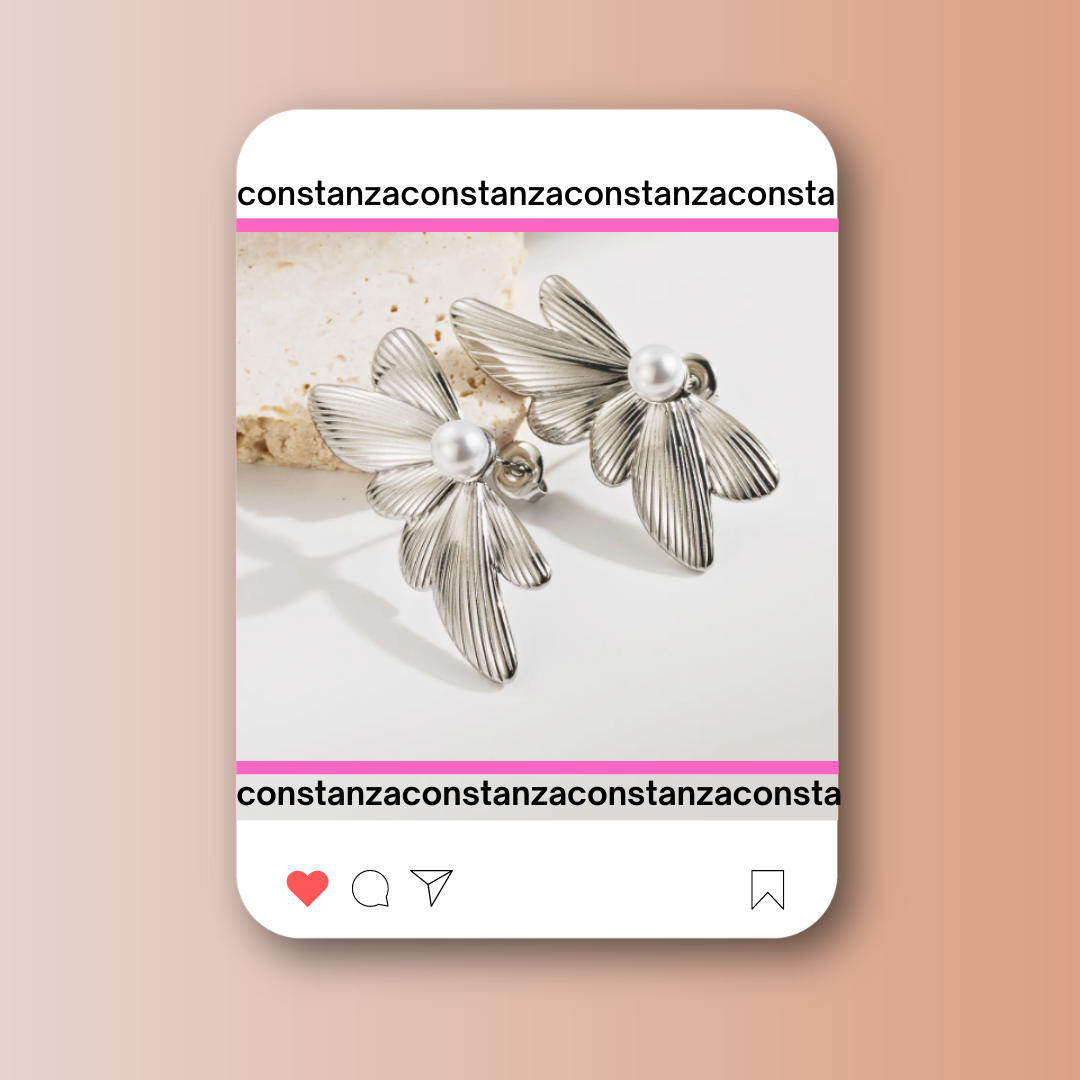 Aretes Maxi Pétalos Plateados