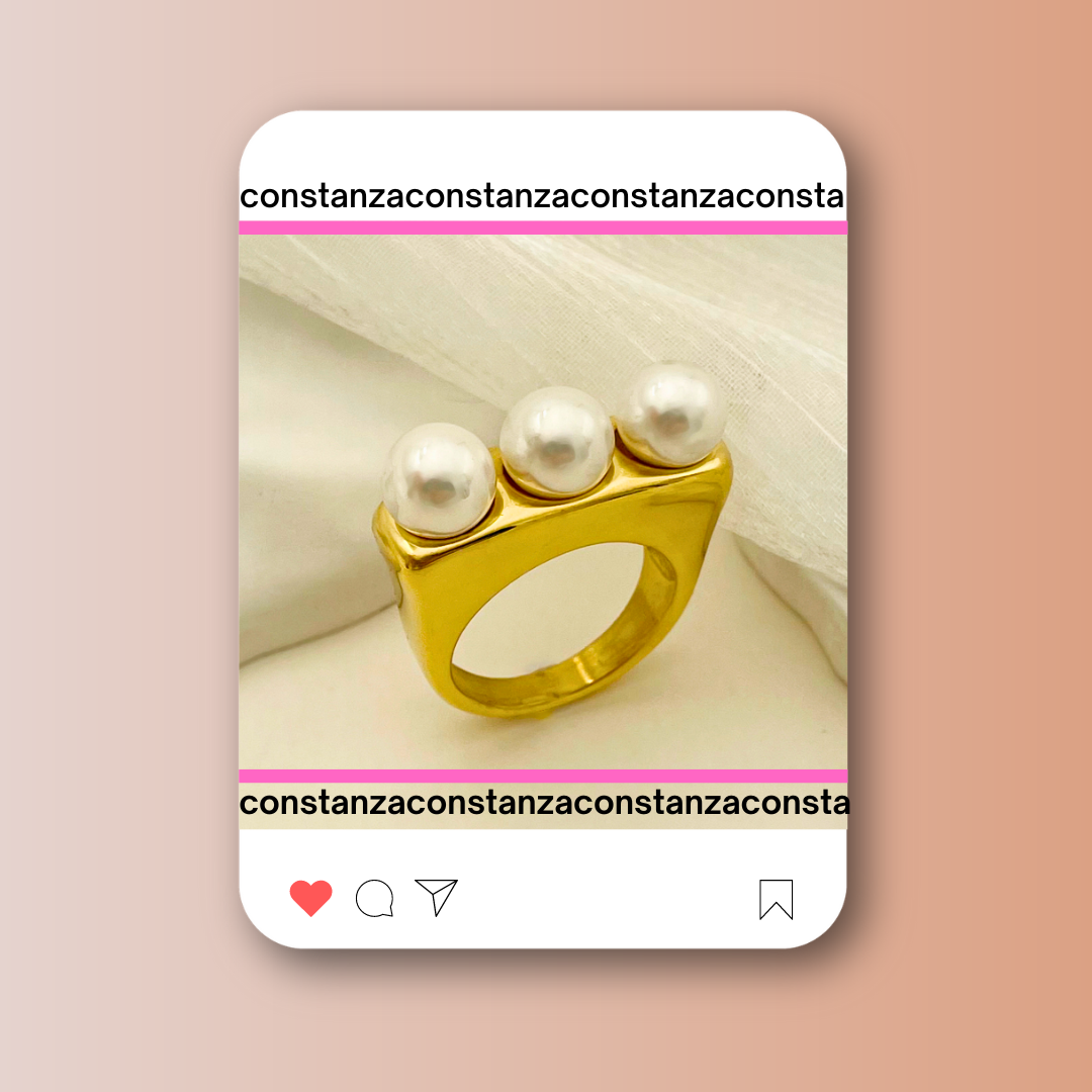 Anillo Chunky Línea Perlas Talla 7