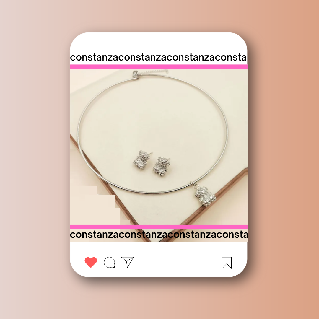 SET Gargantilla y Aretes Ositos 3d