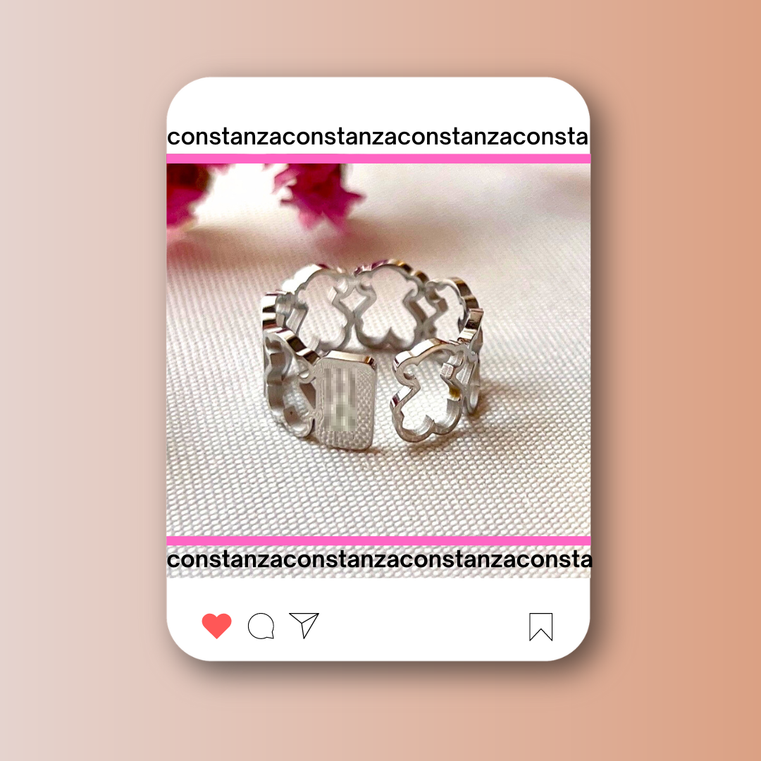 Anillo Ajustable Osito Calado Plateado