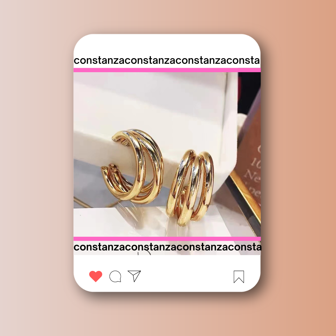 Arracadas Triples Medianas Doradas