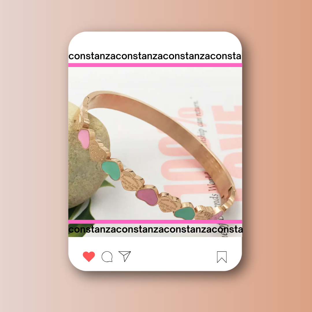 Brazalete Blue Pink Love Oro Rosa