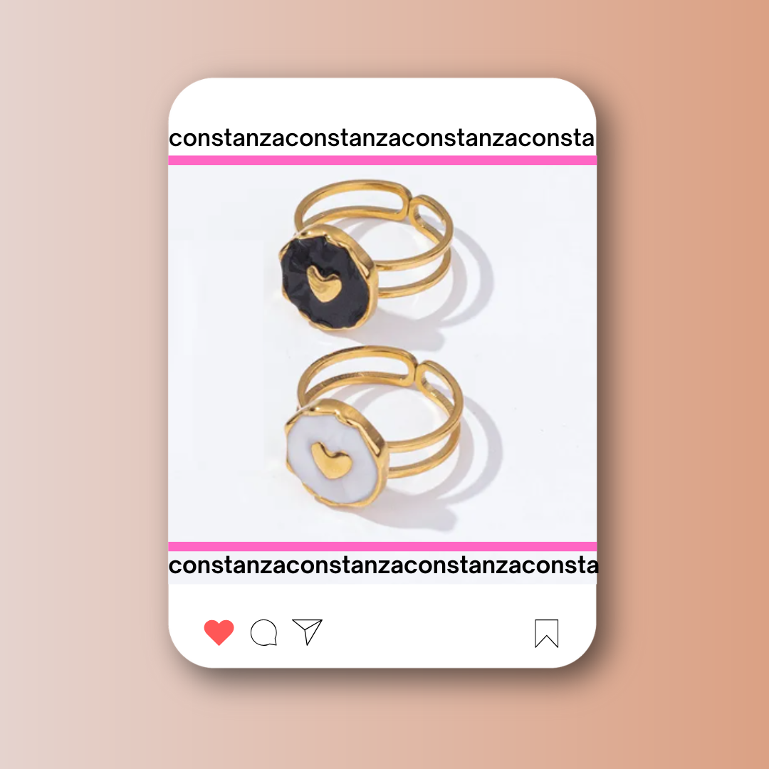 Anillo Heart Button Blanco