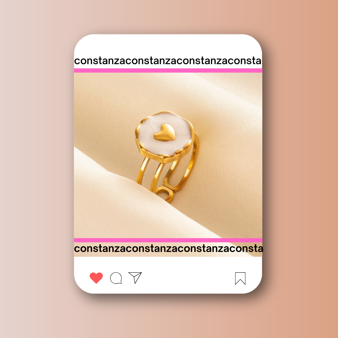 Anillo Heart Button Blanco