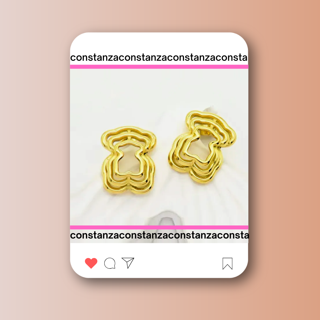 Aretes 3D Ositos Dorados