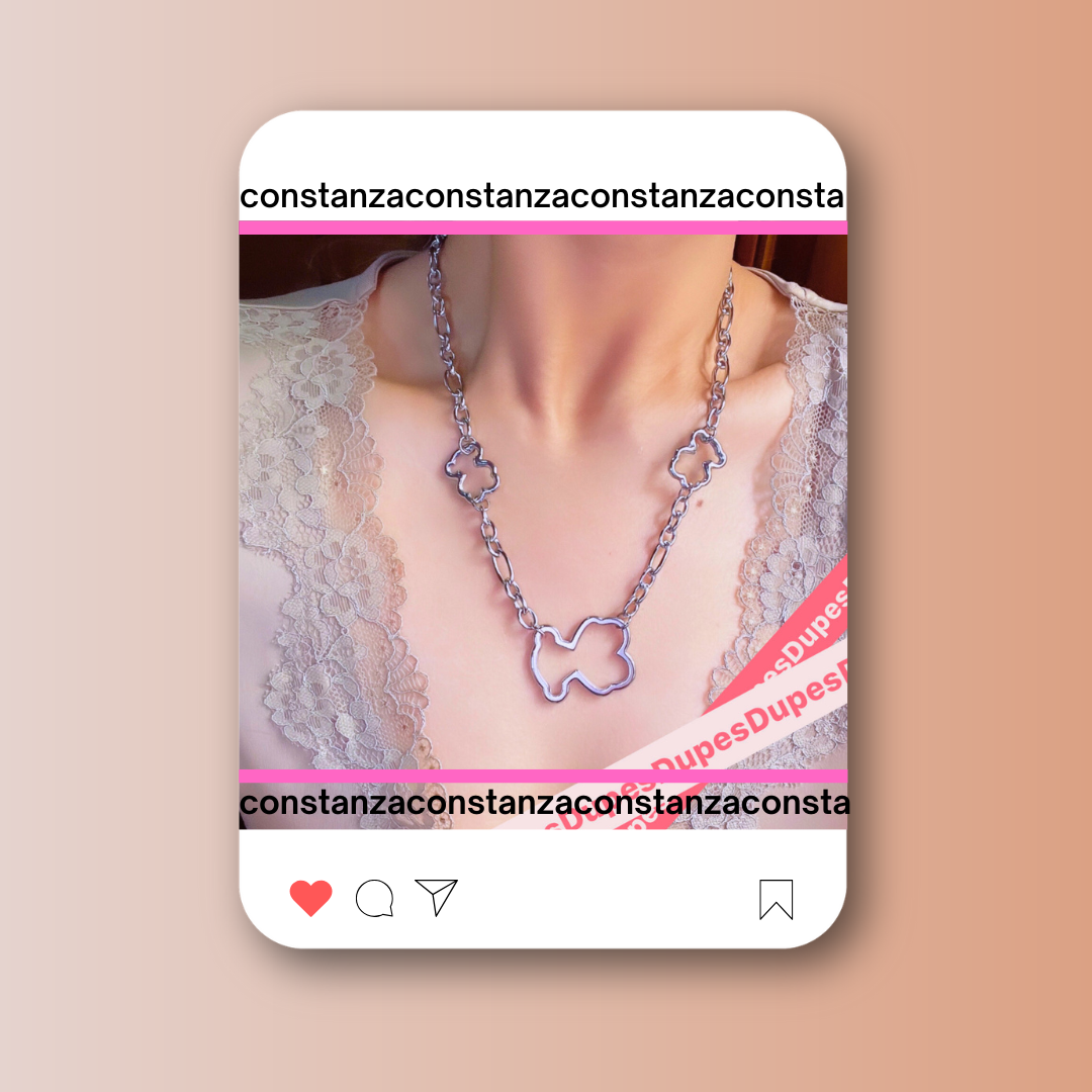 SET: Collar y Aretes Silueta Ositos Plateados