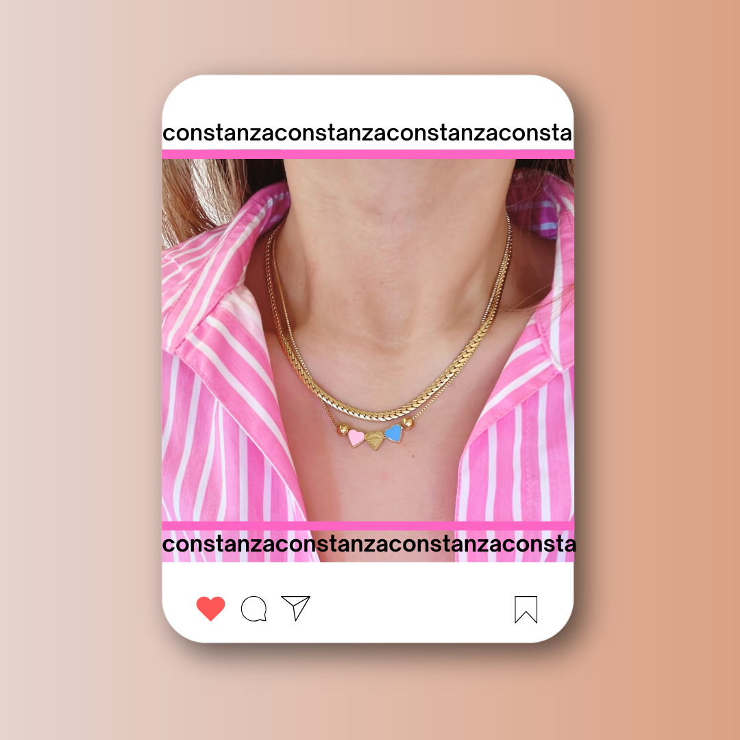 Collar Doble Corazones Blue Pink