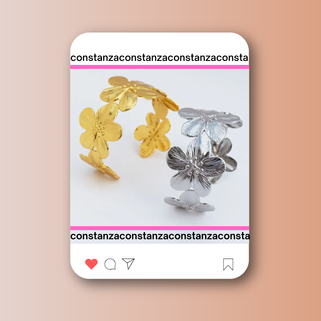 Brazalete Flor Romantic Plateado