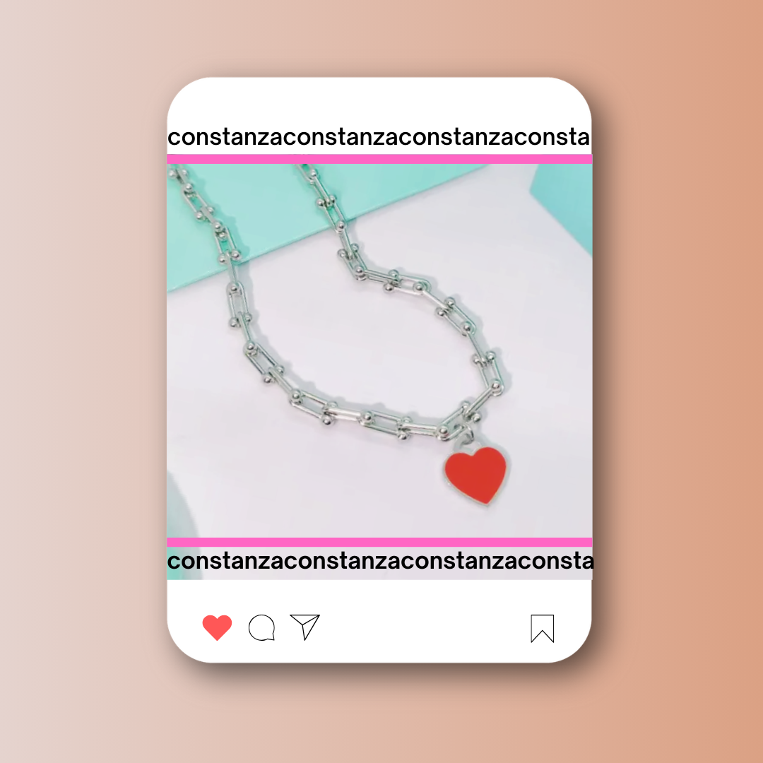 Collar Sugar Plateado Dije Red