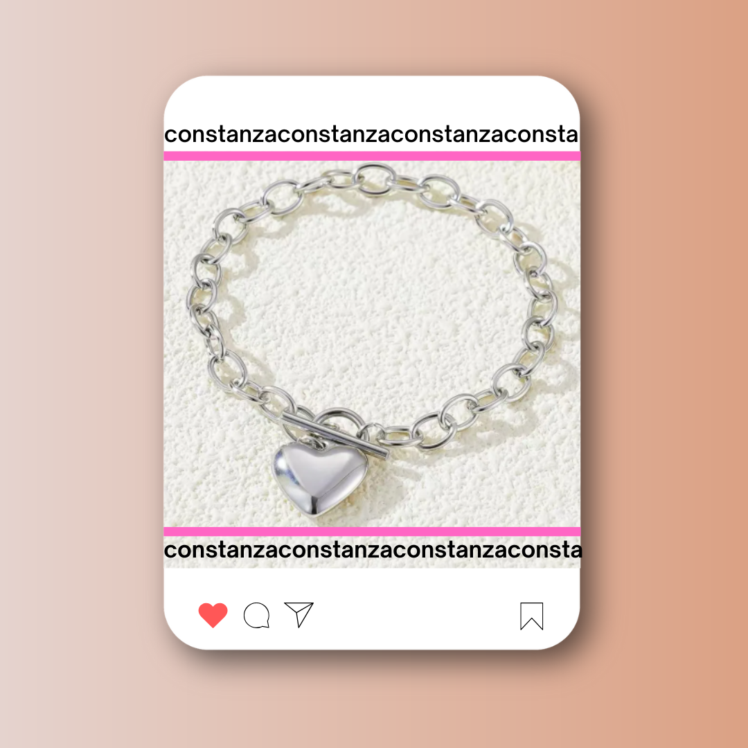 Pulsera Corazón Inflado Plata