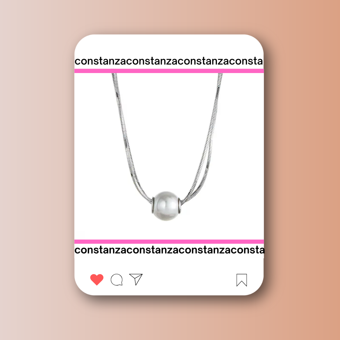 Collar Perla Plateado