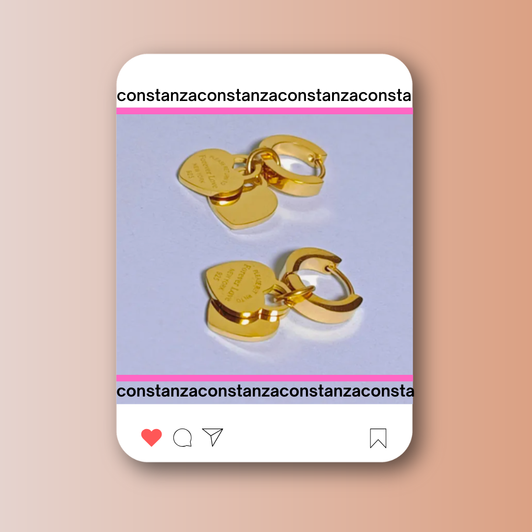 Aretes Return Doble Placa Gold