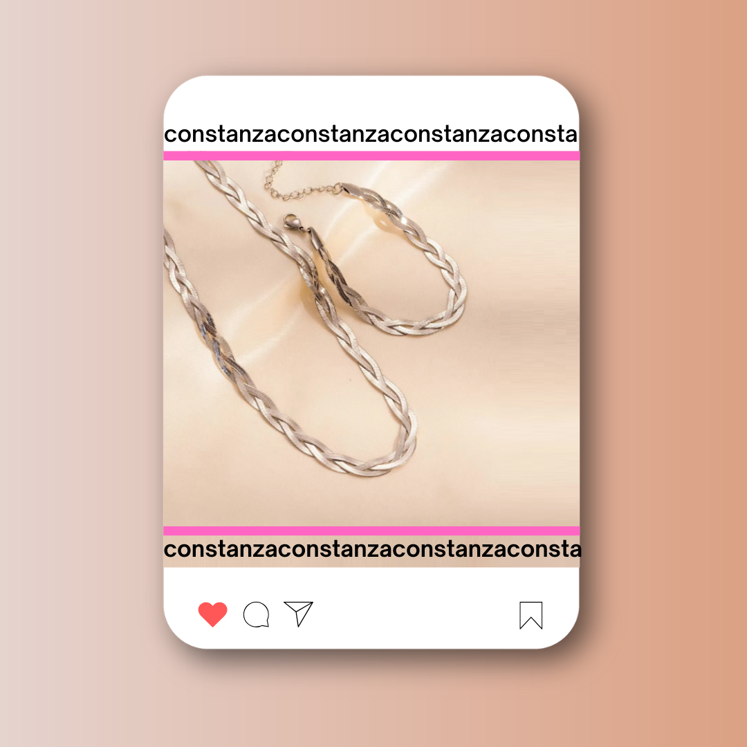 SET SERPIENTE TRIPLE PLATEADO