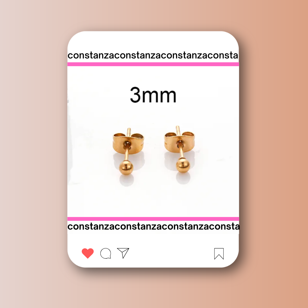 Aretes Bola Gold 3mm