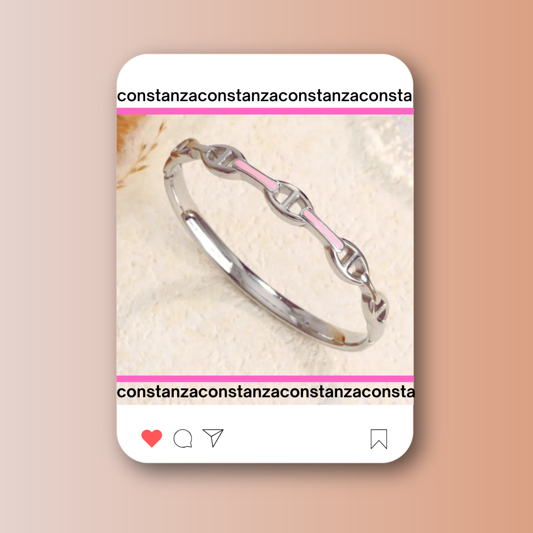 Brazalete H Clic Plateado Pink