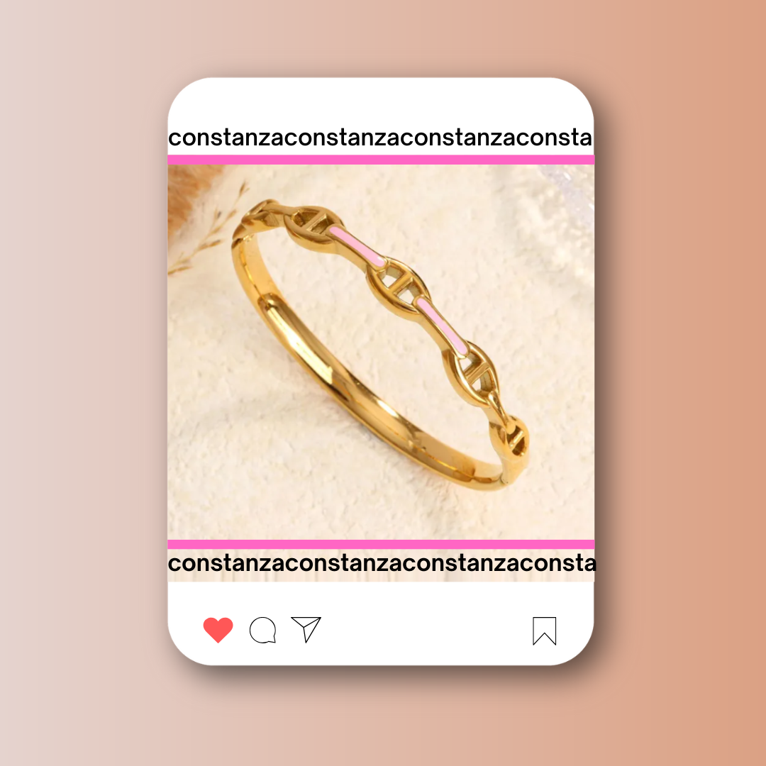 Brazalete H Clic Dorado Pink