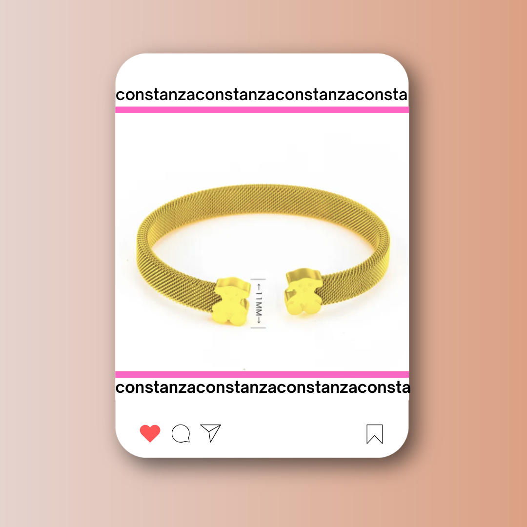 Brazalete Plano Doble Osito Dorado