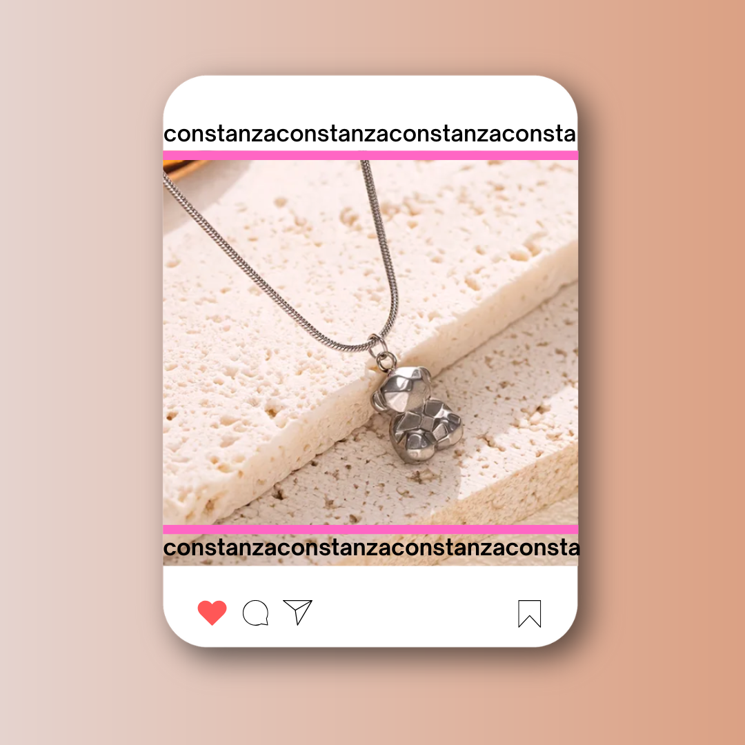 Collar Minimalista Osito 3d Silver