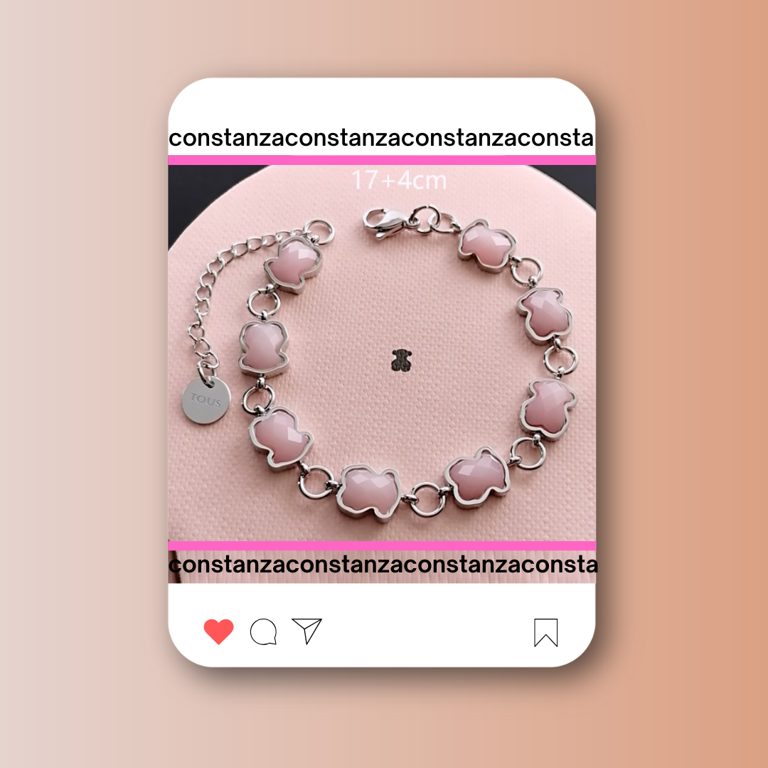 Pulsera Eslabones Pink Silver