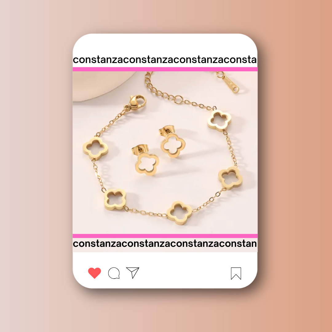 Set Pulsera y Aretes LV Gold