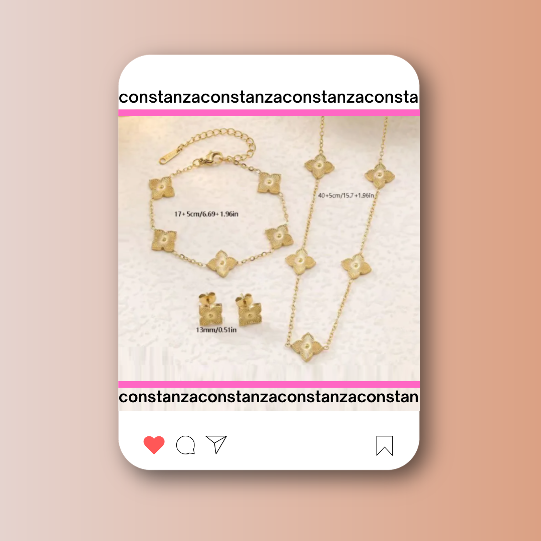 SET Tréboles: Pulsera, Collar y Aretes Van Mini Gold