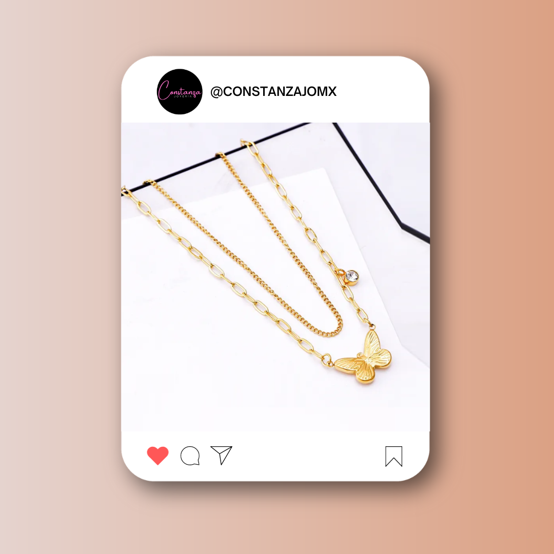Collar Doble Mariposa Bling