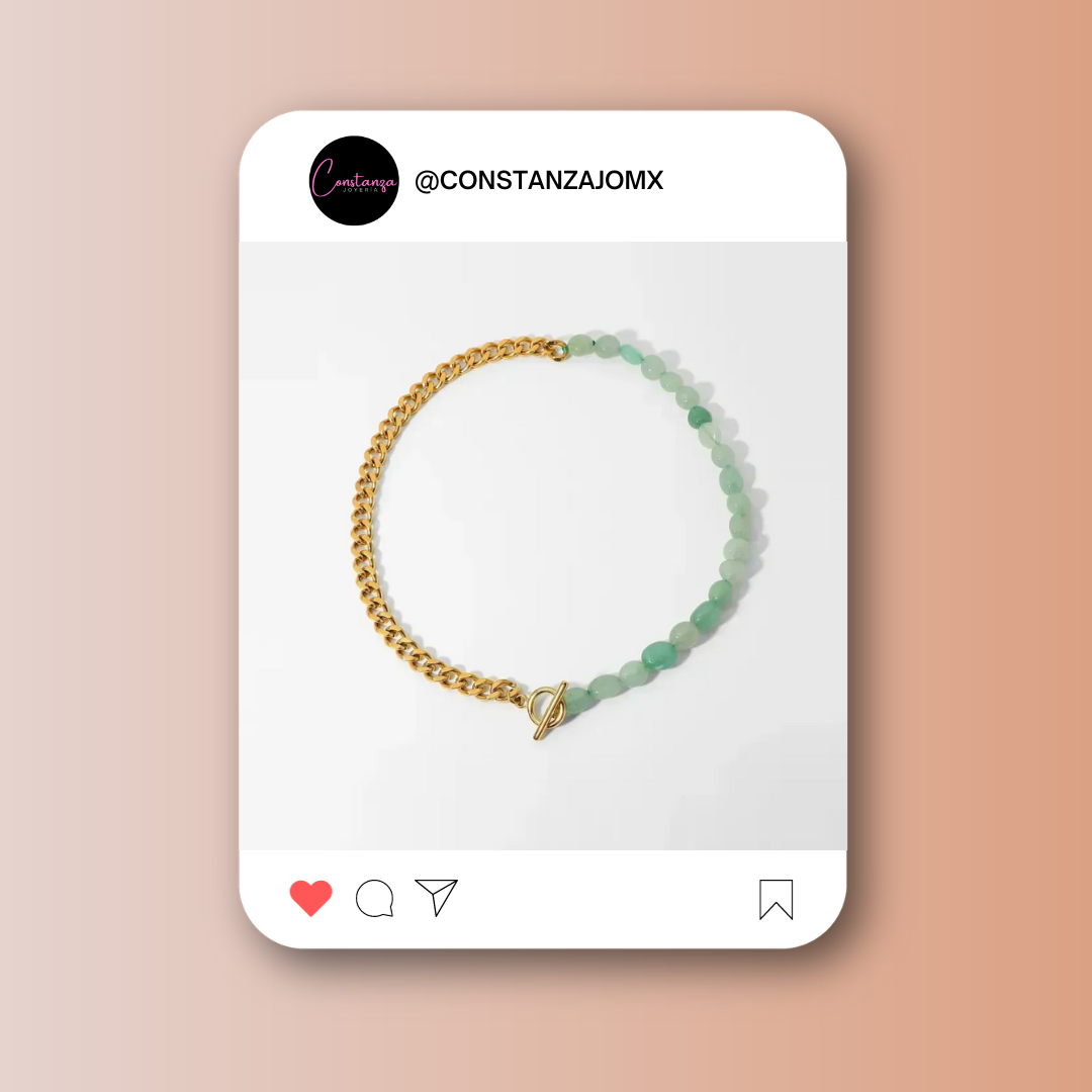 Collar Diseño Doble Oro/Verde