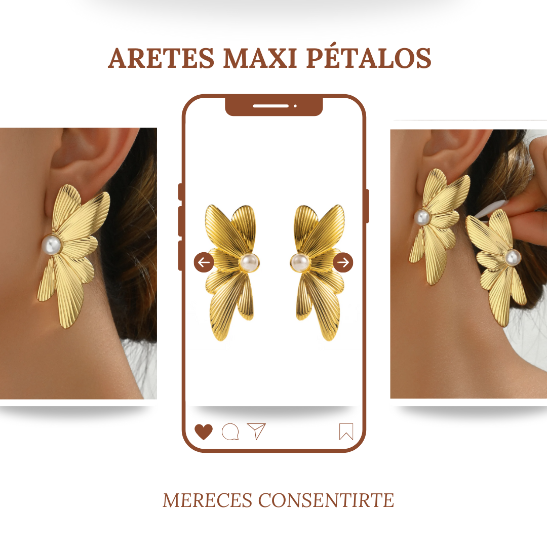Aretes Maxi Pétalos Dorados
