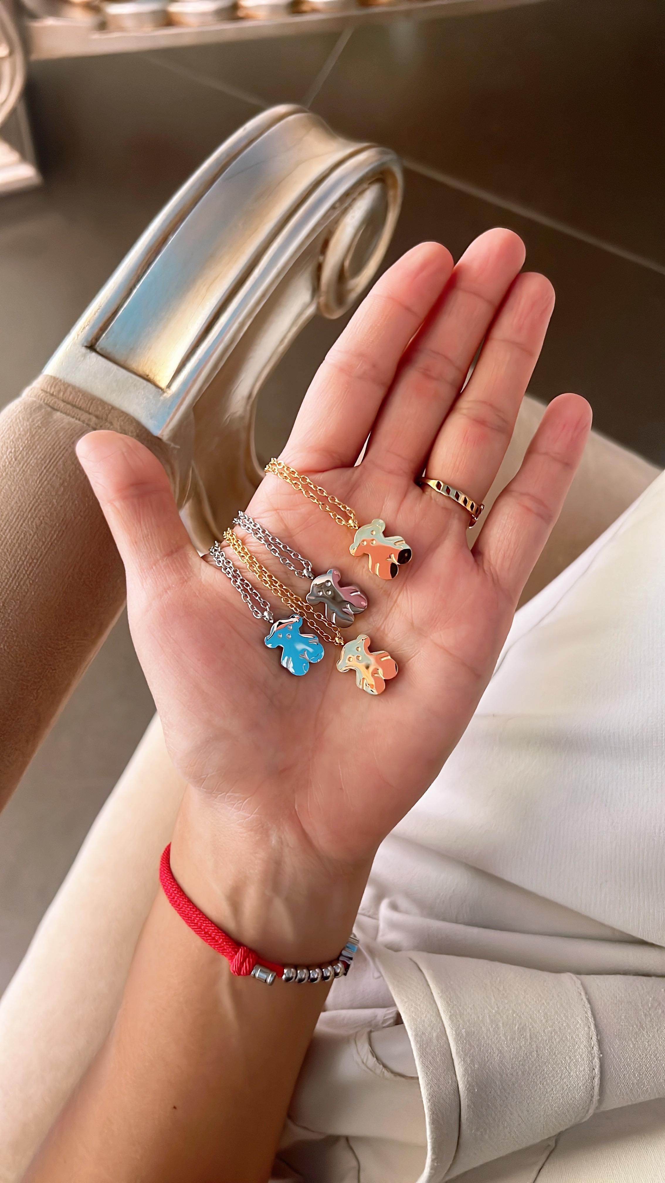 SET: Clásico Collar y Aretes Ositos Plateado