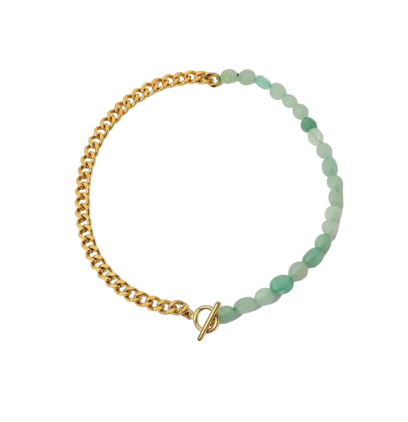 Collar Diseño Doble Oro/Verde