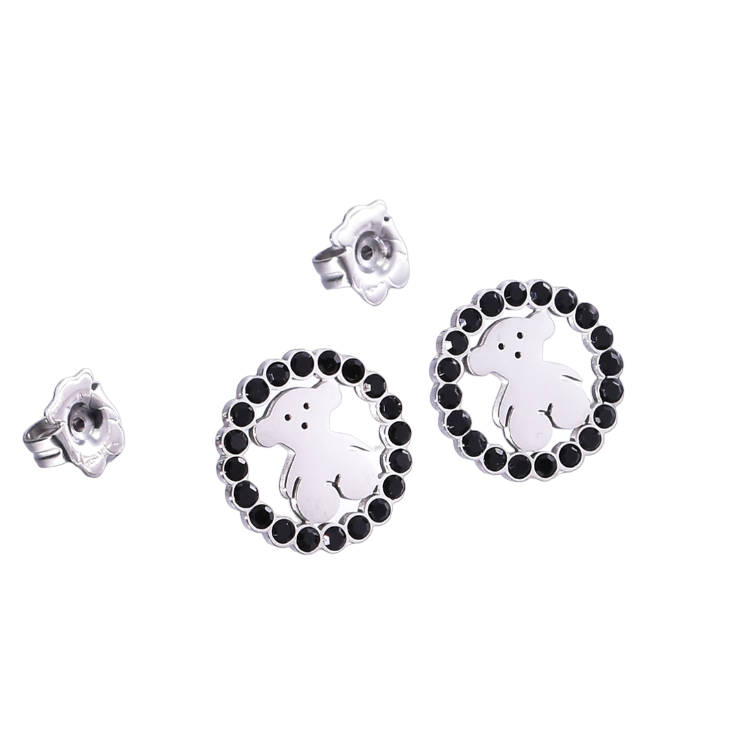 Aretes Circulares Osito Plateado