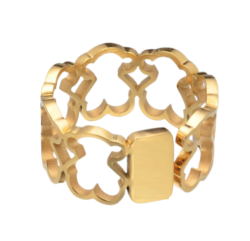 Anillo Ajustable Calado Osito Dorado
