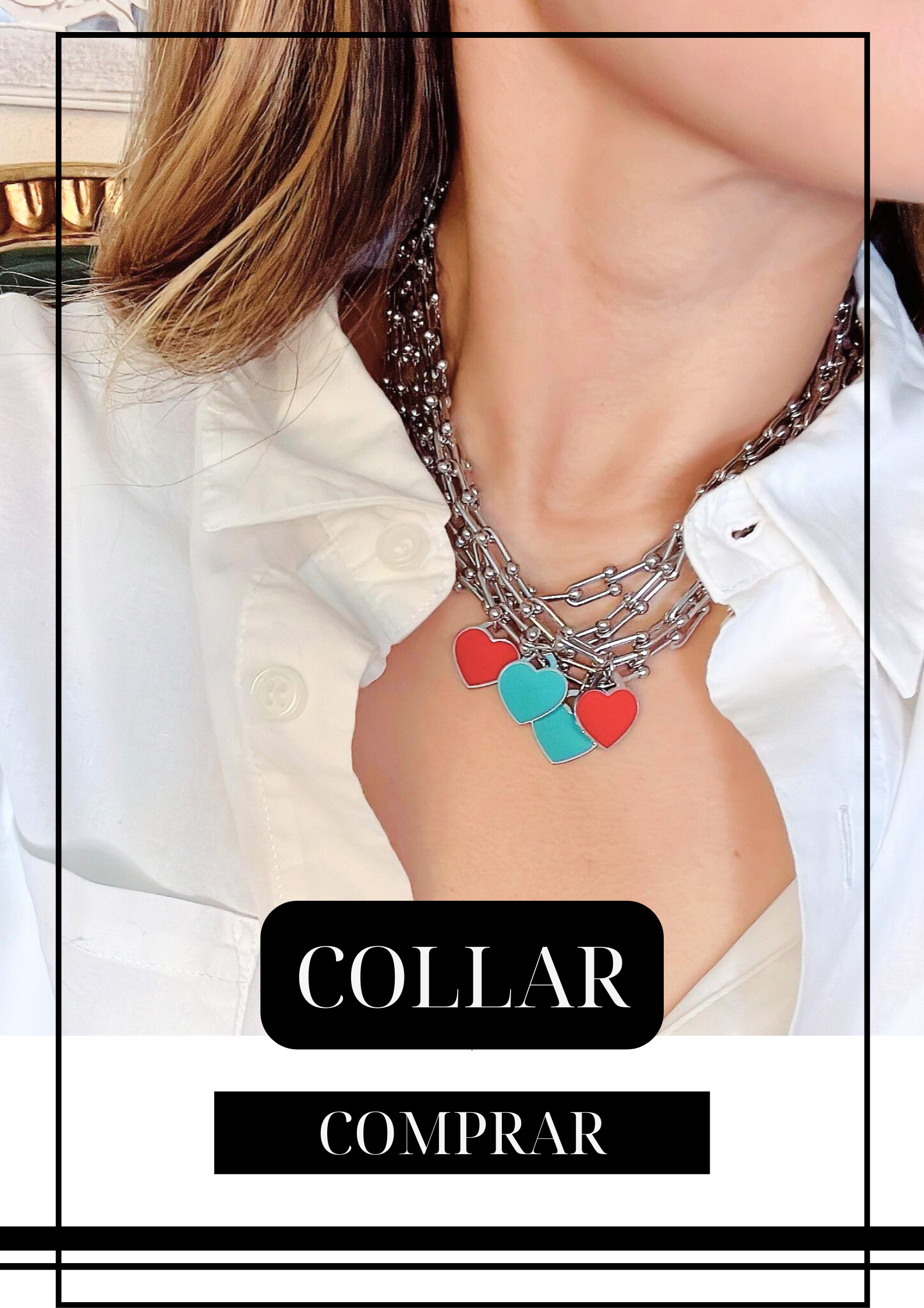Collar Sugar Plateado Dije Red