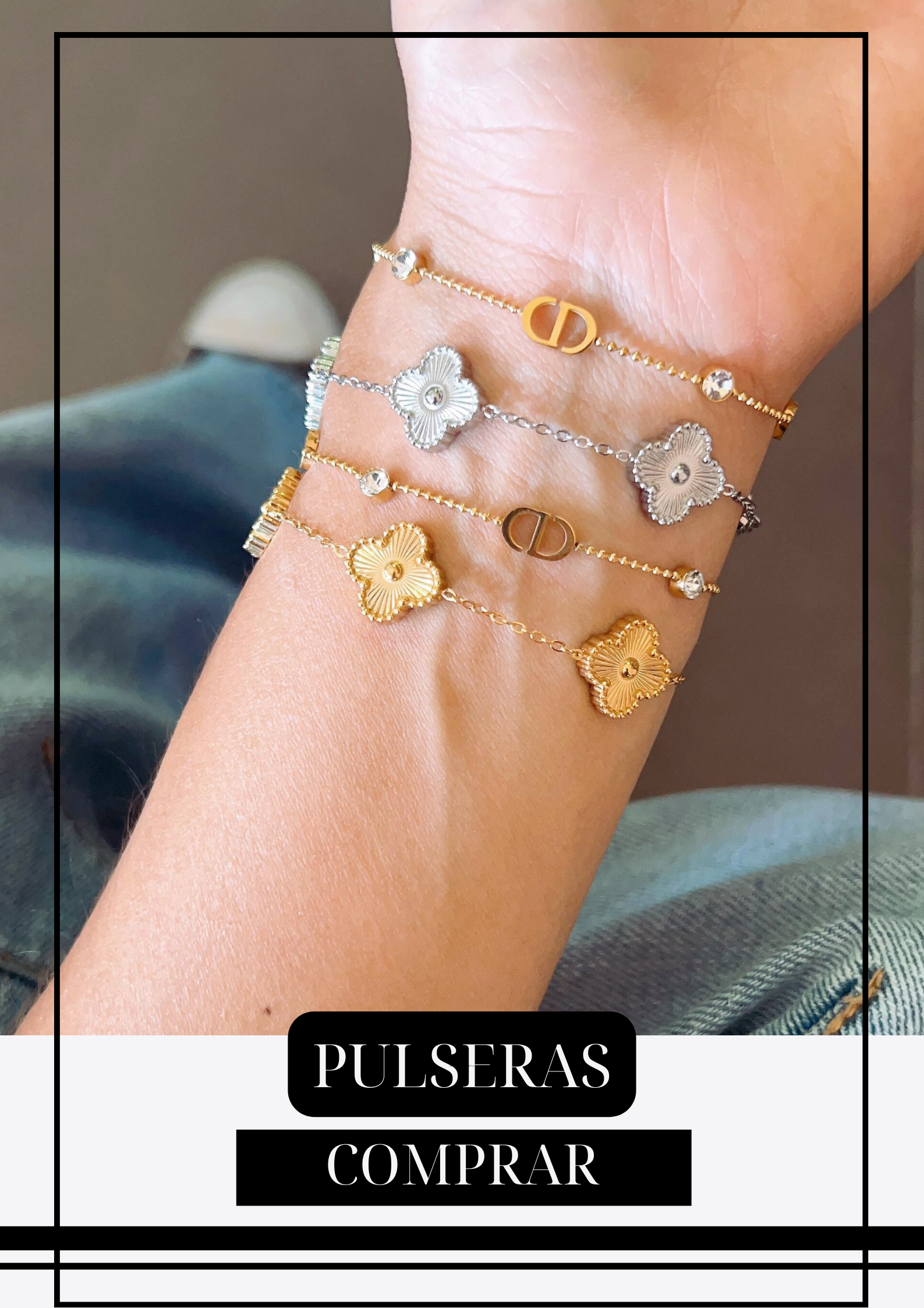 Pulsera Tréboles Dorados