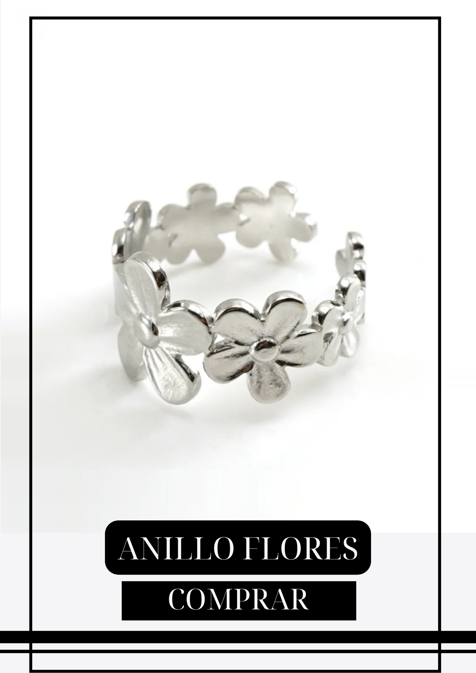 Anillo Flowers Plateado
