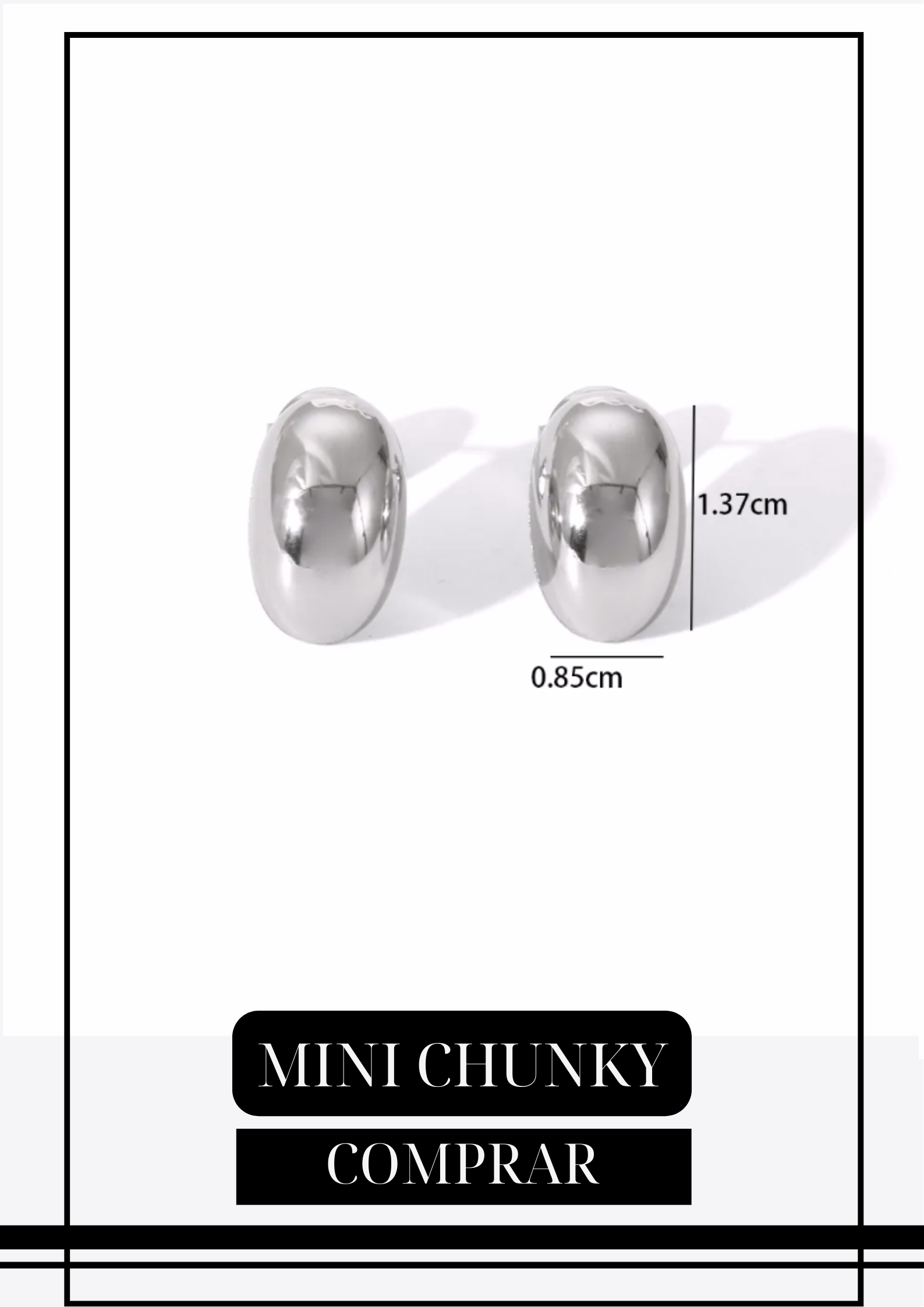 Aretes Mini Chunky Plateados