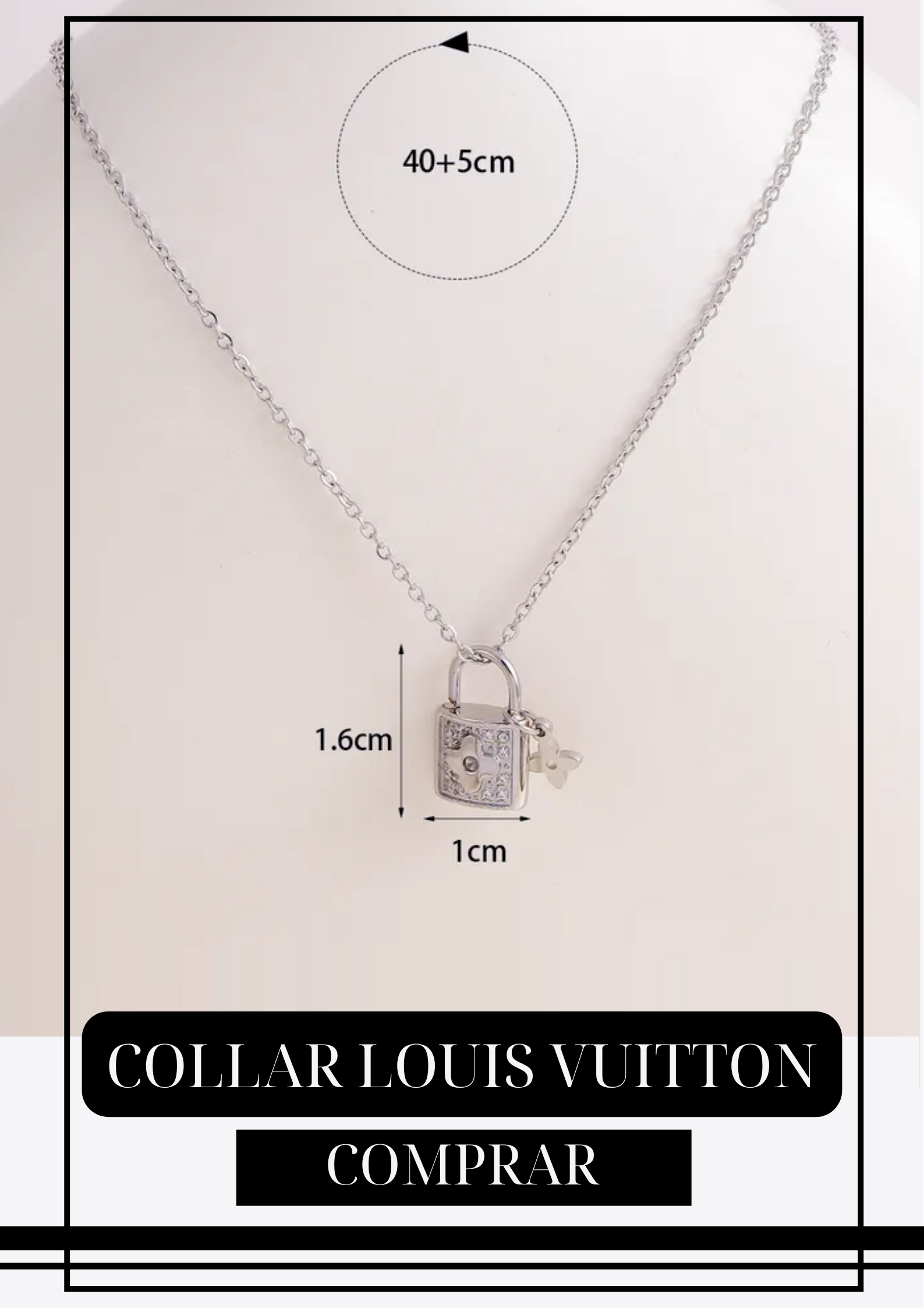 Collar LV Candado Plata