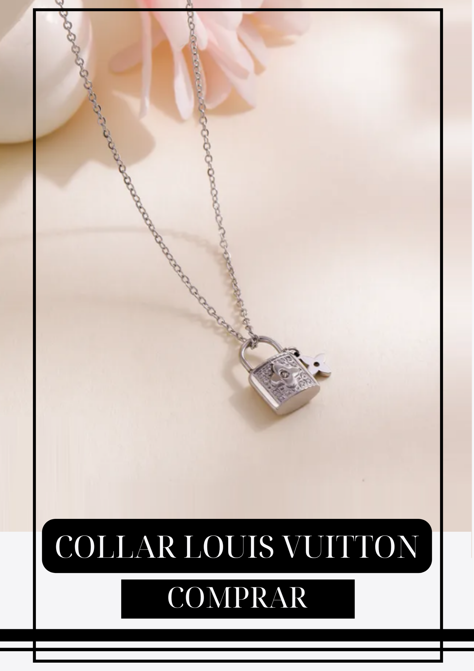 Collar LV Candado Plata