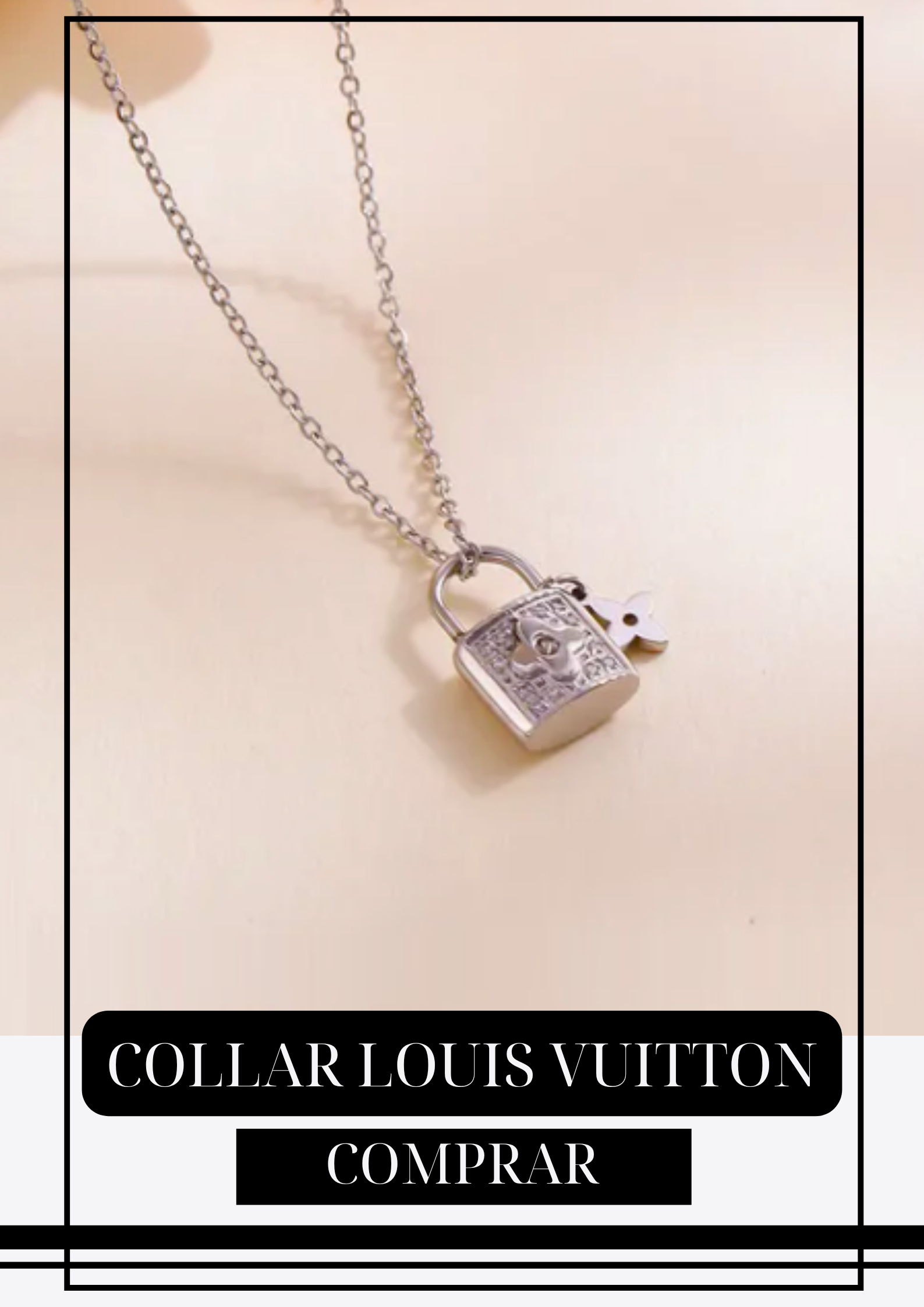 Collar LV Candado Plata