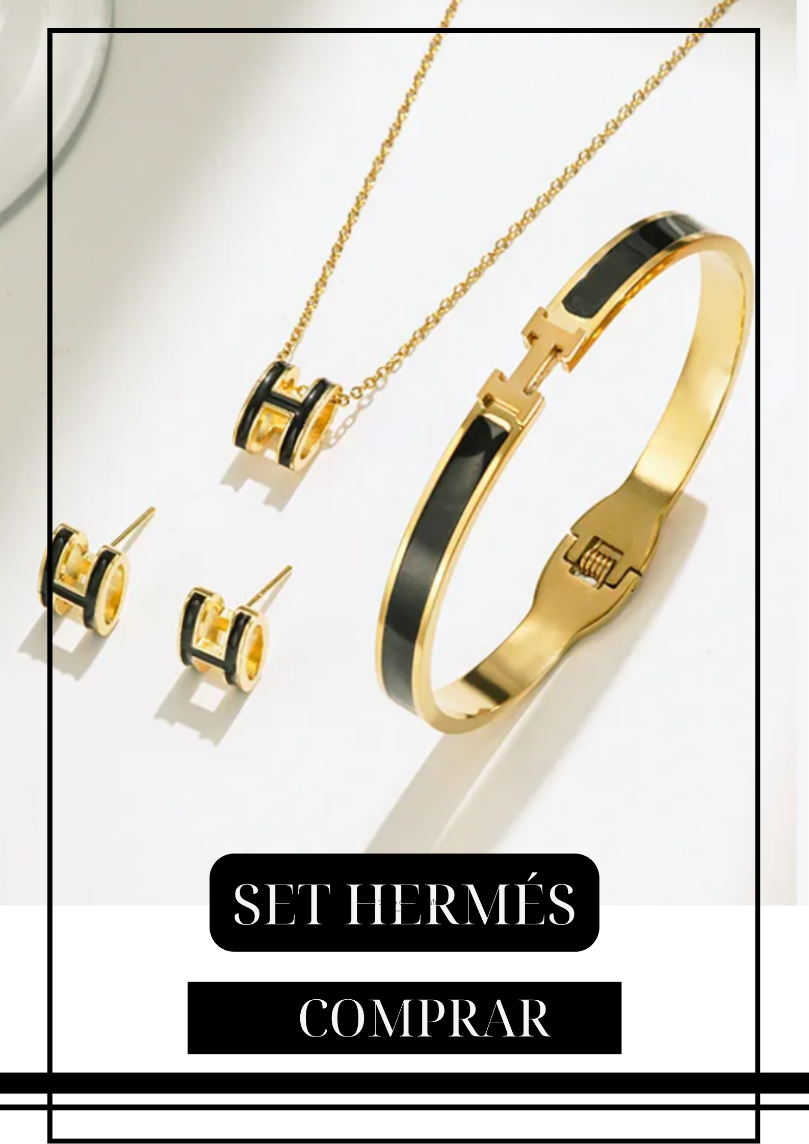 Set H Brazalete, Collar y Aretes Negros