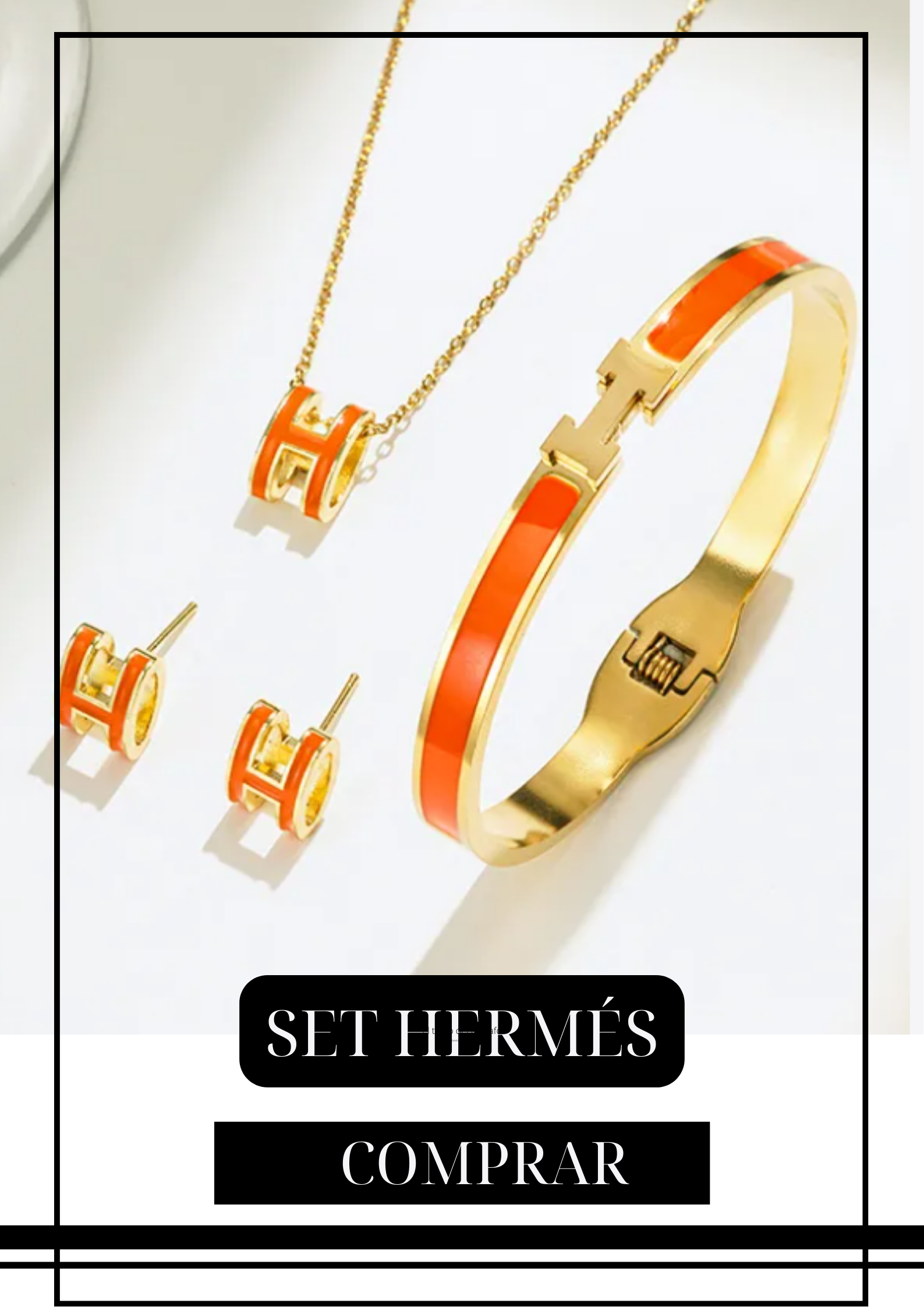 Set H Brazalete, Collar y Aretes Naranja