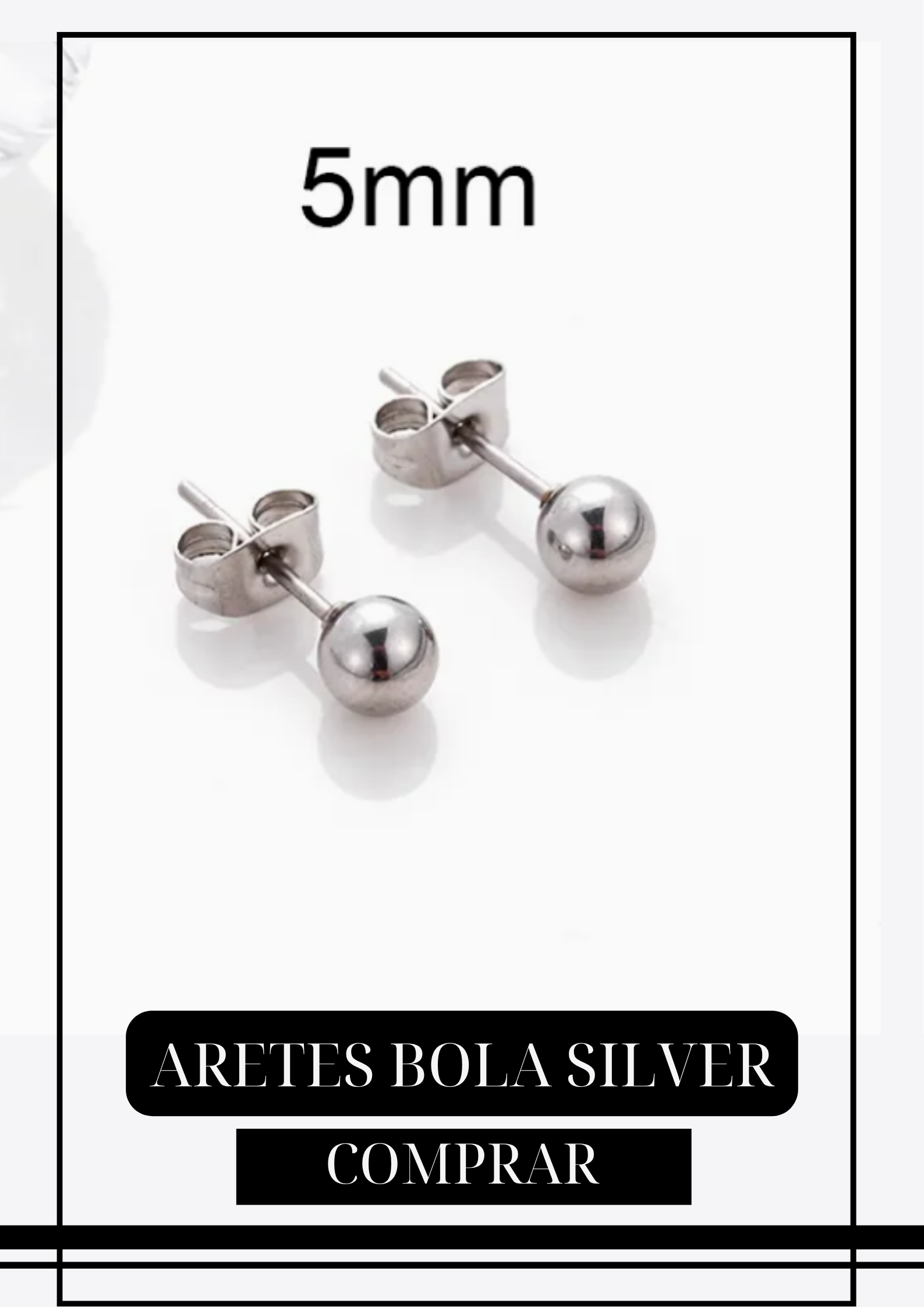 Aretes Bola Silver 5mm
